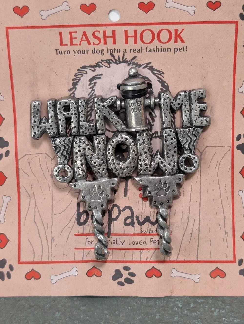 Just Bepaws Walk Me Now Pewter Wall Two Hook Key Holder Dog Pet Leash Hanger